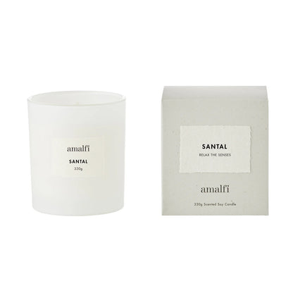 Santal Scented Soy Wax Candle 330g White