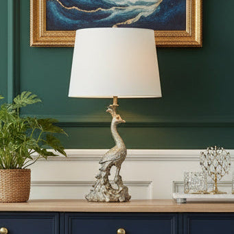 H + Y Grace gold Peacock Table Lamp with shade