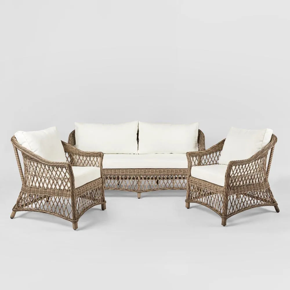 Hamptons Aluminum Synthetic 3pc Lounge Set - Outdoor