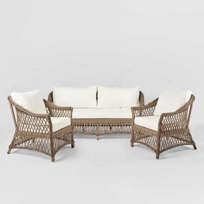 Hamptons Aluminum Synthetic 3pc Lounge Set - Outdoor