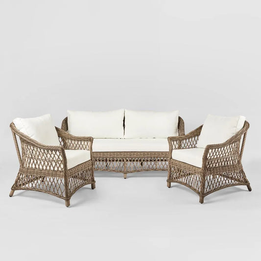 Hamptons Aluminum Synthetic 3pc Lounge Set - Outdoor
