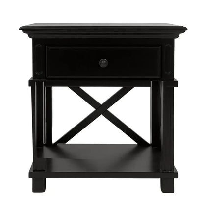 Hamptons Bedside Table W/Drawer Black Sorrento
