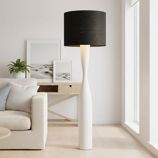 Callum Floor Lamp Base White with Natural Shade or Black Shade