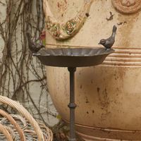 Robin Iron Bird Bath On Stand