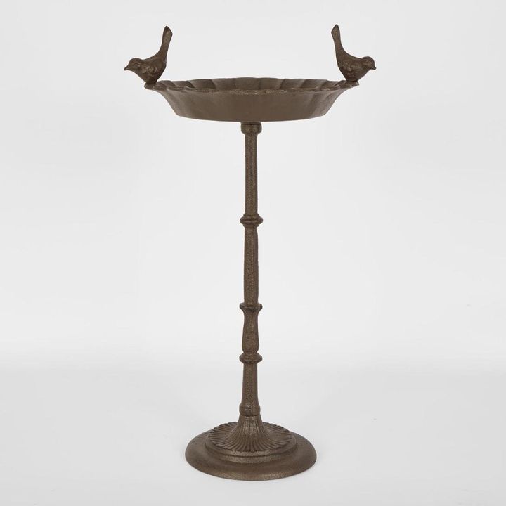 Robin Iron Bird Bath On Stand