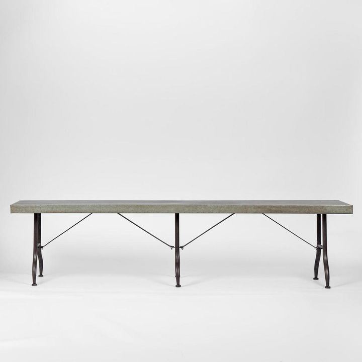 H + Y Long Zinc top Bench with Metal legs