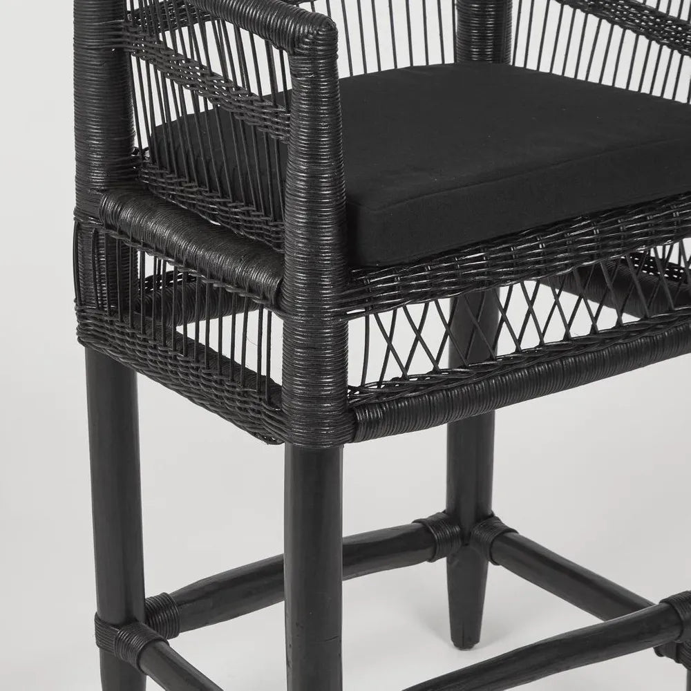 Livingstone Bar Stool Black/Black Cushion - Outdoor Under-Cover