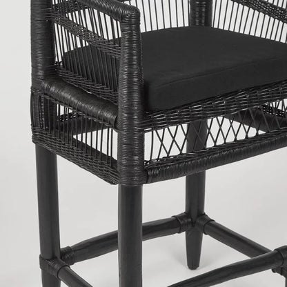 Livingstone Bar Stool Black/Black Cushion - Outdoor Under-Cover