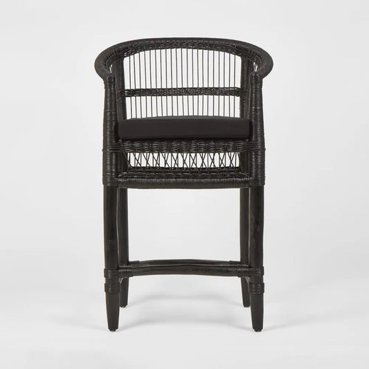 Livingstone Bar Stool Black/Black Cushion - Outdoor Under-Cover