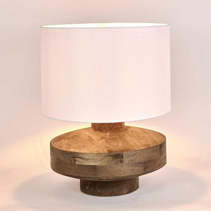 MRD Mango Wood Table Lamp Large with  Black or White Shade