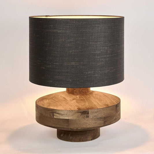 MRD Mango Wood Table Lamp Large with  Black or White Shade