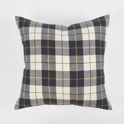 H + Y Hicks Check Cushion 50 X 50 with Feather Insert