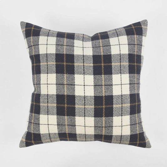 H + Y Hicks Check Cushion 50 X 50 with Feather Insert
