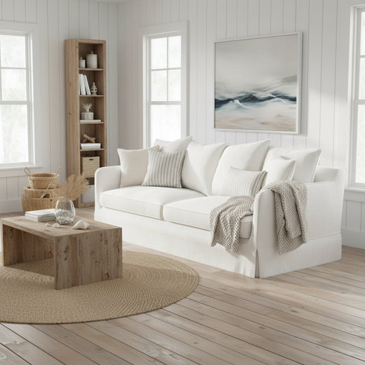 Mosman 3 Seat Loose Cover Sofa Ivory