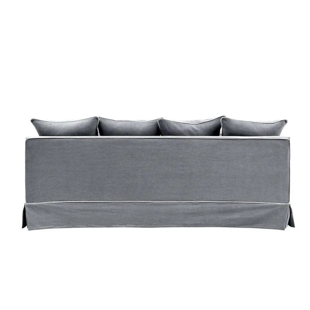 Mosman 3 Seat Sofa Grey W/White Piping