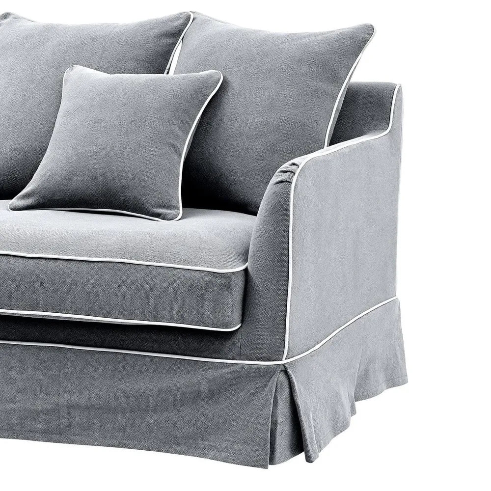 Mosman 3 Seat Sofa Grey W/White Piping