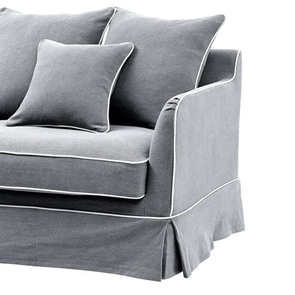 Mosman 3 Seat Sofa Grey W/White Piping