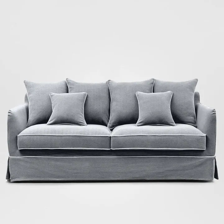 Mosman 3 Seat Sofa Grey W/White Piping