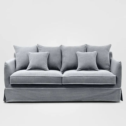 Mosman 3 Seat Sofa Grey W/White Piping