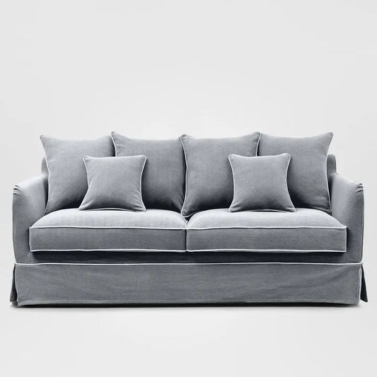 Mosman 3 Seat Sofa Grey W/White Piping