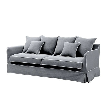 Mosman 3 Seat Sofa Grey W/White Piping