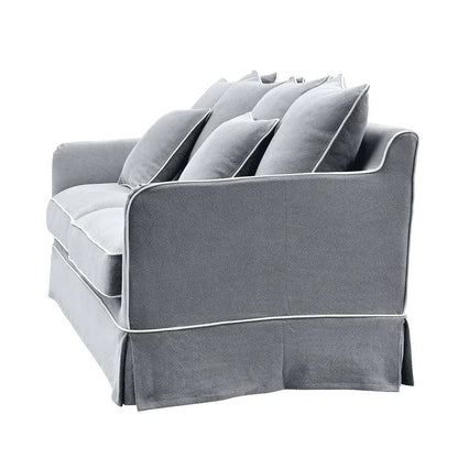 Mosman 3 Seat Sofa Grey W/White Piping