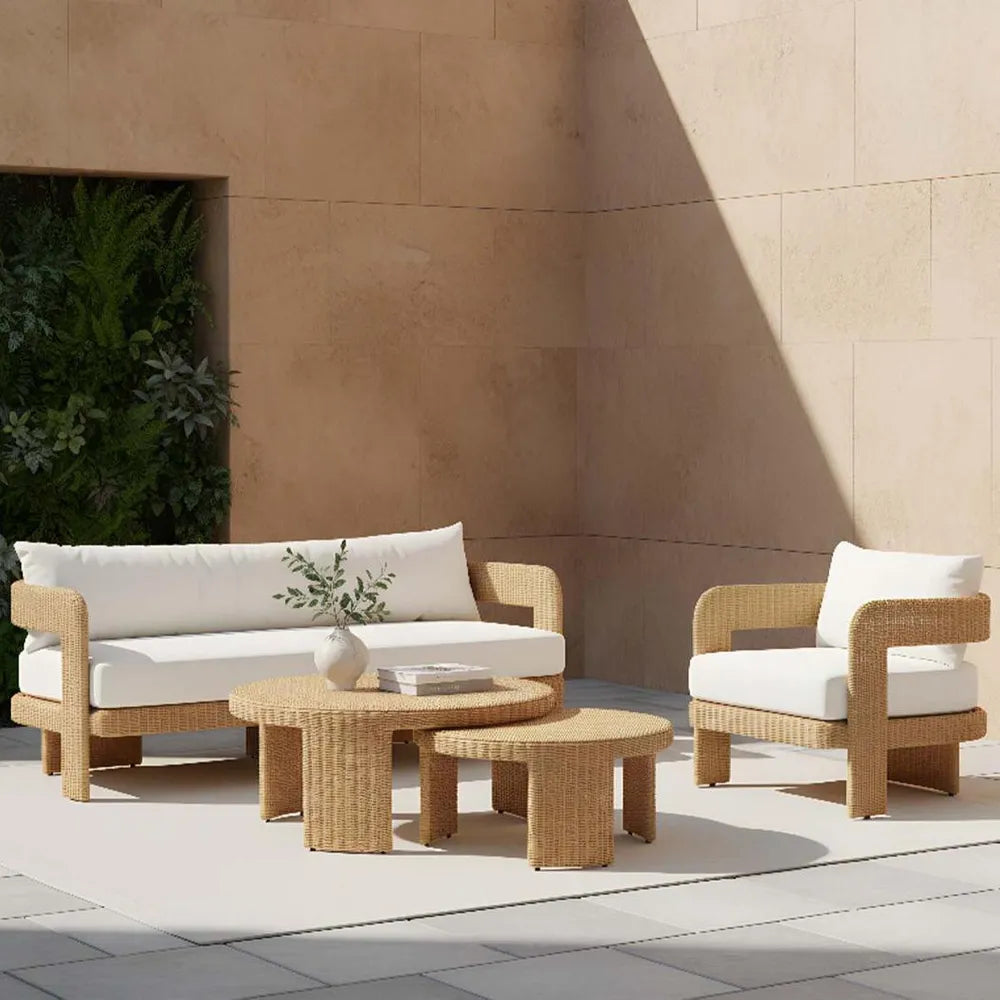Outdoor Wicker 3 Seat Sofa - Natural