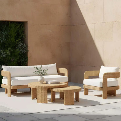 Outdoor Wicker 3 Seat Sofa - Natural