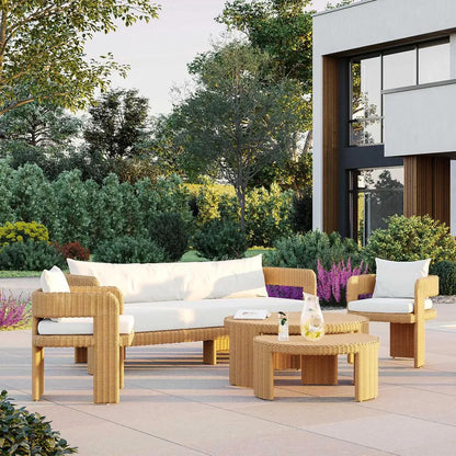 Outdoor Wicker 3 Seat Sofa - Natural