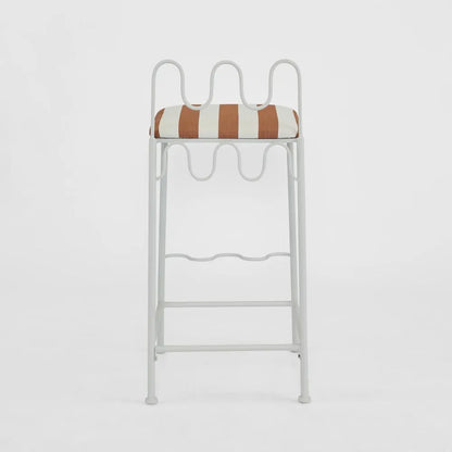 Mira Counter Stool Outdoor Terracotta/White Stripe Cushion