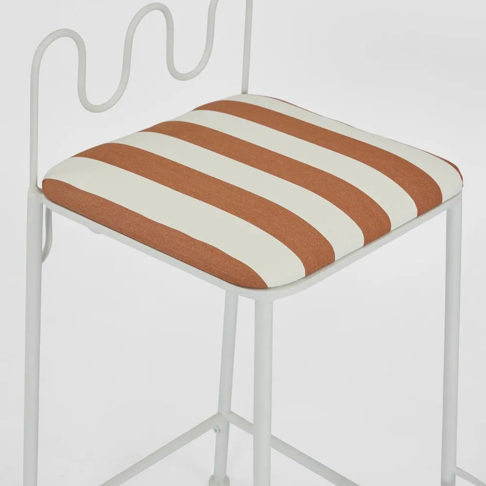 Mira Counter Stool Outdoor Terracotta/White Stripe Cushion