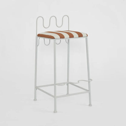 Mira Counter Stool Outdoor Terracotta/White Stripe Cushion