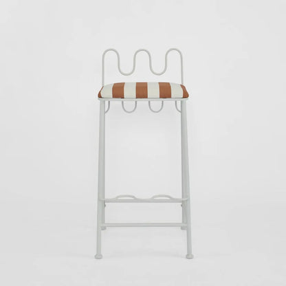 Mira Counter Stool Outdoor Terracotta/White Stripe Cushion