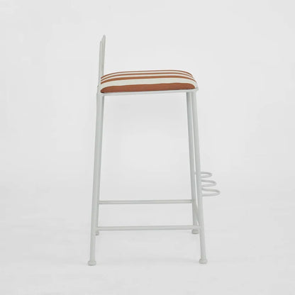 Mira Counter Stool Outdoor Terracotta/White Stripe Cushion