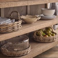 H + Y Willow Cane Tray W Glass Cover