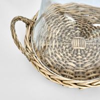 WILLOW Cane Plate with Glass Clouche Large
