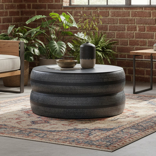 Omari Black Metal Round Coffee Table