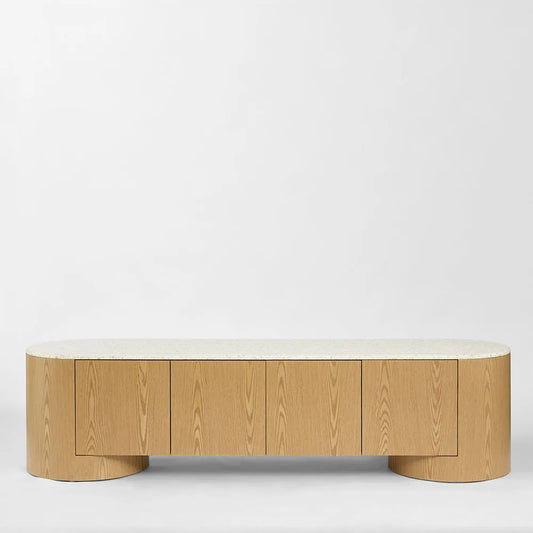 Arlo Entertainment Unit Light Oak & Terrazzo