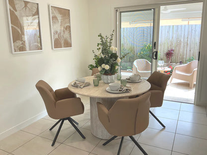 Travertine Style Round Dining Table - 120cm