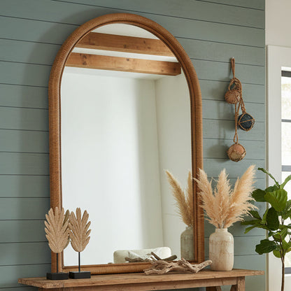 Arch Large Cane Wall Mirror 1600 X 900 Natural