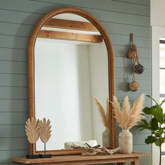 Arch Large Cane Wall Mirror 1600 X 900 Natural