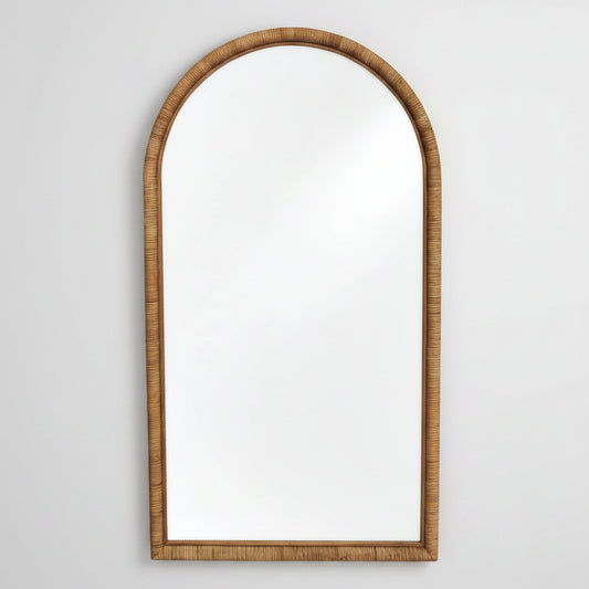 Arch Large Cane Wall Mirror 1600 X 900 Natural