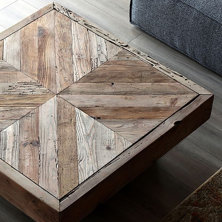 Rustika Square Coffee Table - Recycled Timber 100 x 100 black base