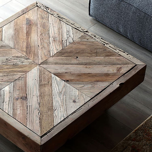 Rustika Square Coffee Table - Recycled Timber 100 x 100 black base