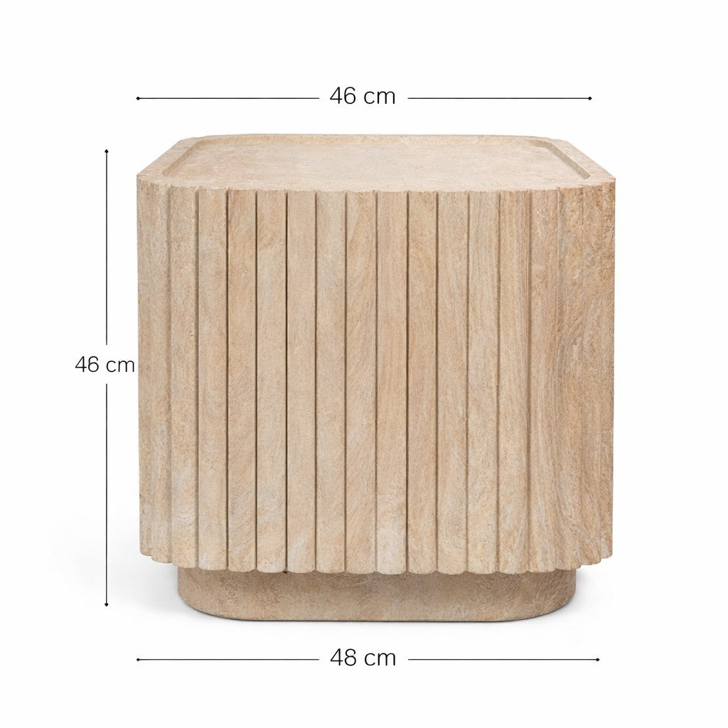 Harbourstone Sq Side Table Indoor/Outdoor Travertine Colour