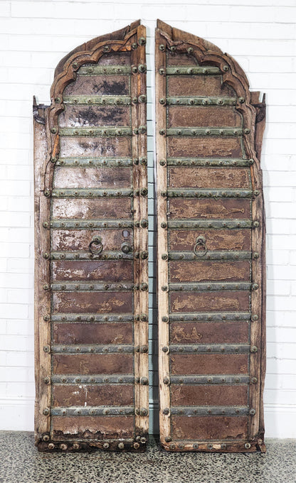 Rustic pair of Indian metal bound doors