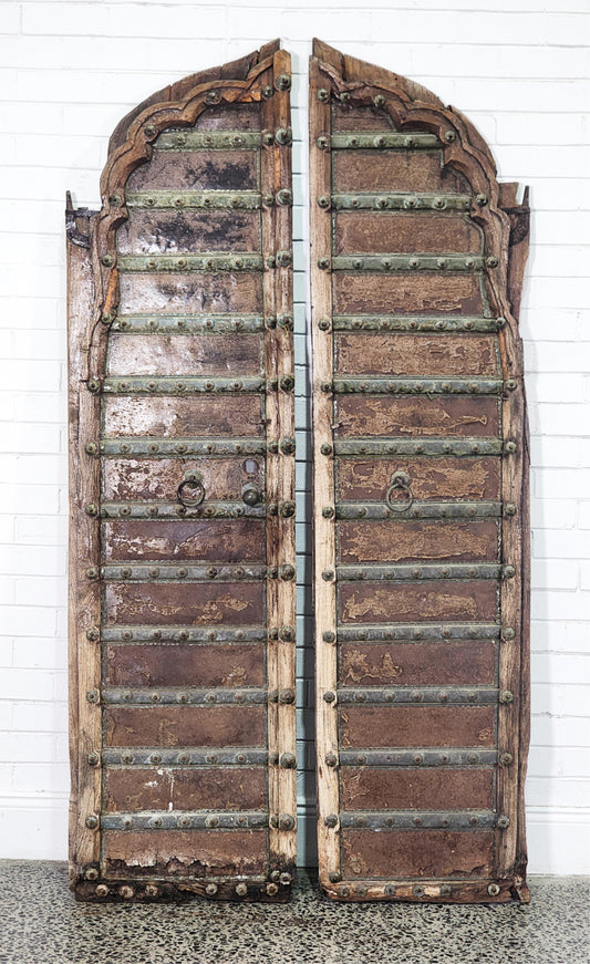 Rustic pair of Indian metal bound doors