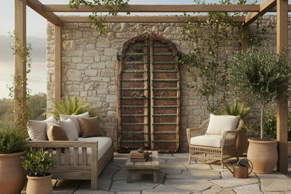 Rustic pair of Indian metal bound doors