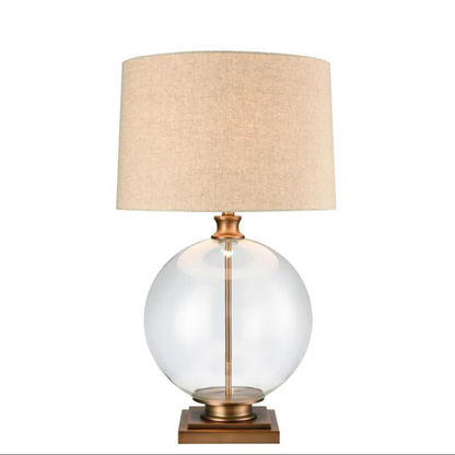 Ivy Antique Brass And Glass With Natural Linen Shade