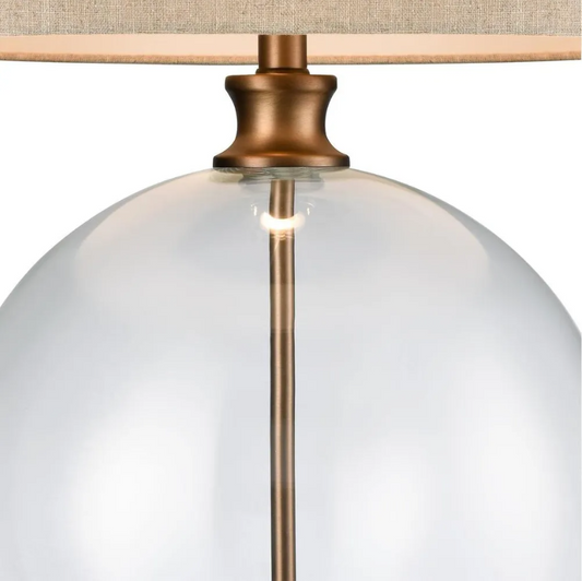 Ivy Antique Brass And Glass With Natural Linen Shade
